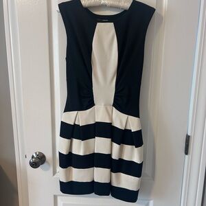 Anthropologie Elegant Black and Cream Striped Dress